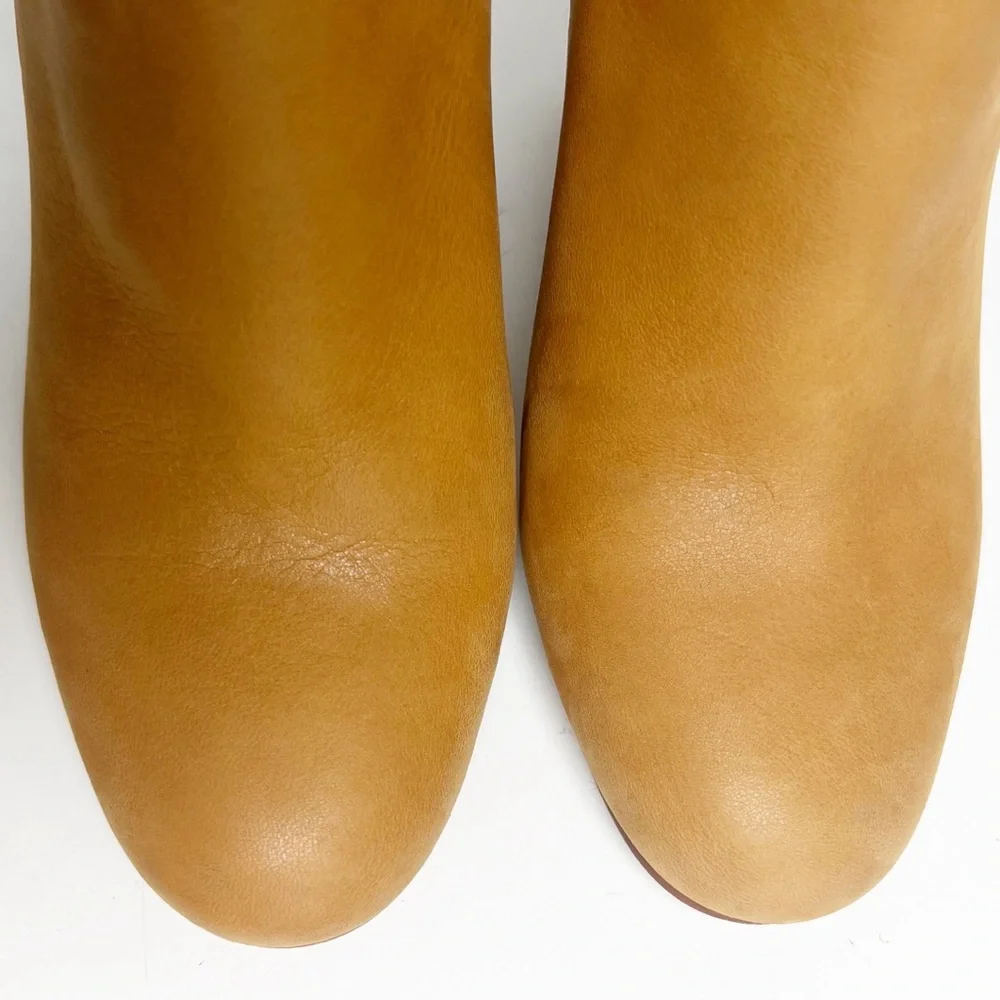 •SEE BY CHLOE• Janis Heeled Bootie in Brown Leather Gold Studded Size EU 35/US 5